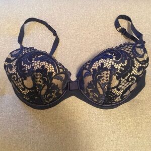 Lou Paris Navy Lace Padded Bra 34B